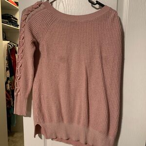 LC Lauren Conrad Pink Sweater with Braid Detail